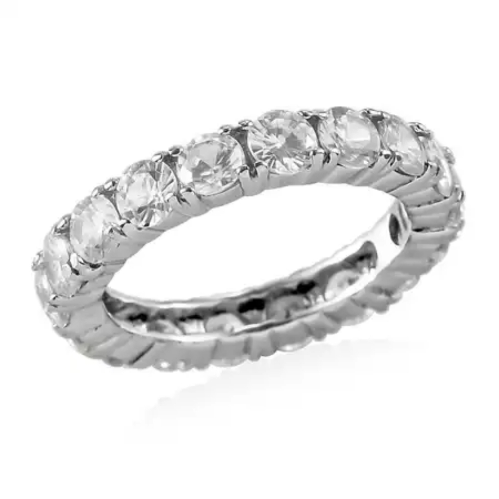 Eternity Band Ring with a continuous circle of White Zircon in Stainless Steel